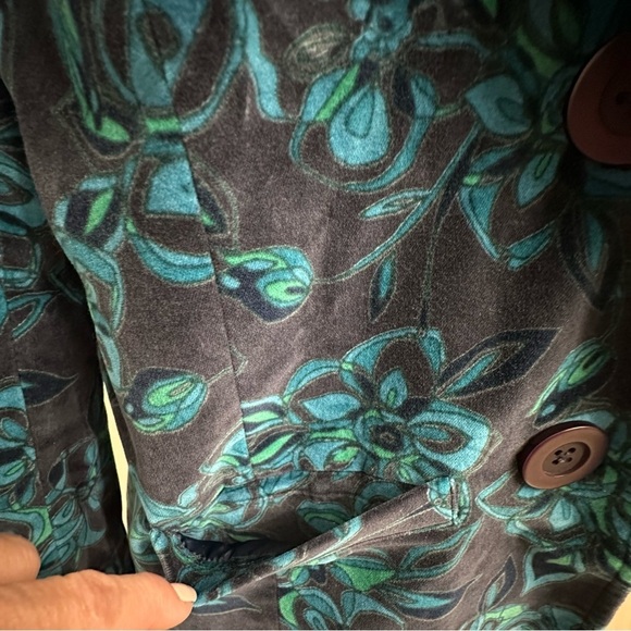 Caslon Floral Print Velvet Blazer Blue & Green Size Large - Picture 4 of 8